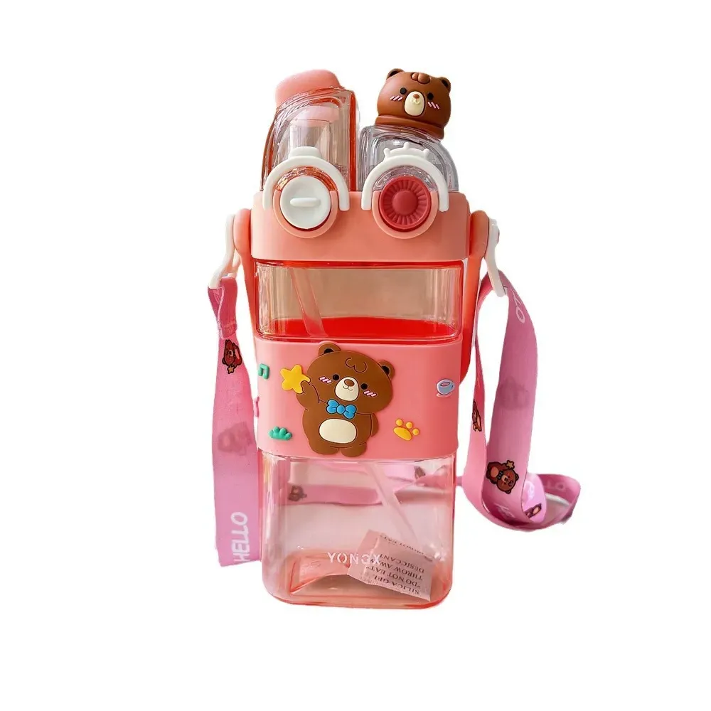 New punk doll water cup children's double drink plastic cup cup cute high value straw cup