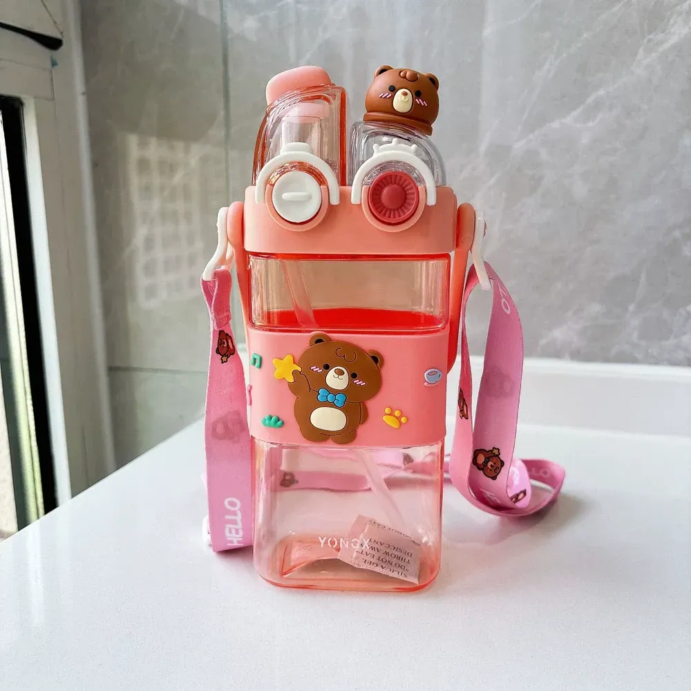 New punk doll water cup children's double drink plastic cup cup cute high value straw cup