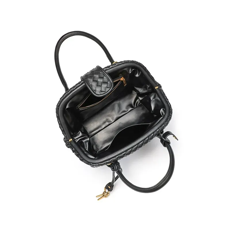 New 2025 dumpling bag handmade leather woven handbag women's messenger bag