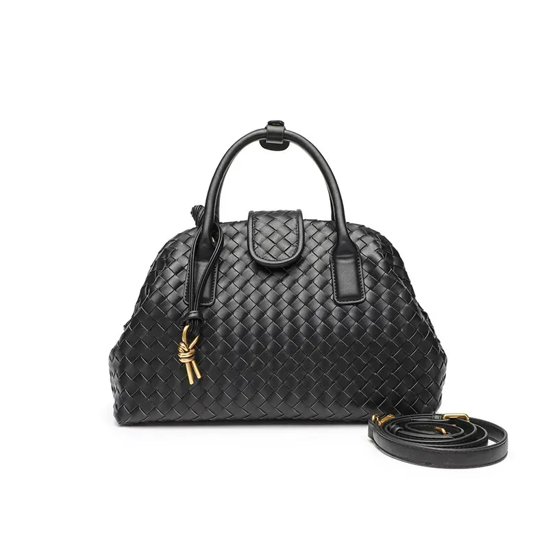 New 2025 dumpling bag handmade leather woven handbag women's messenger bag