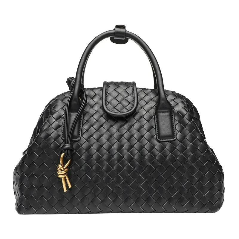 New 2025 dumpling bag handmade leather woven handbag women's messenger bag