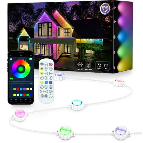 Tuyai Eaves Light APP Remote Control Intelligent Colorful Voice Control Garden Indoor Decorative String Lights