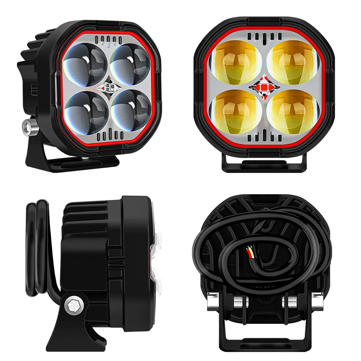 High Brightness Motorcycle Spotlight with Adjustable Bracket