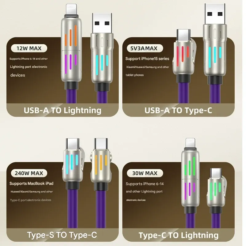Multifunctional 4-in-1 fast charging PD cable USB mobile phone data cable Type-C charging cable liquid silicone super fast charging