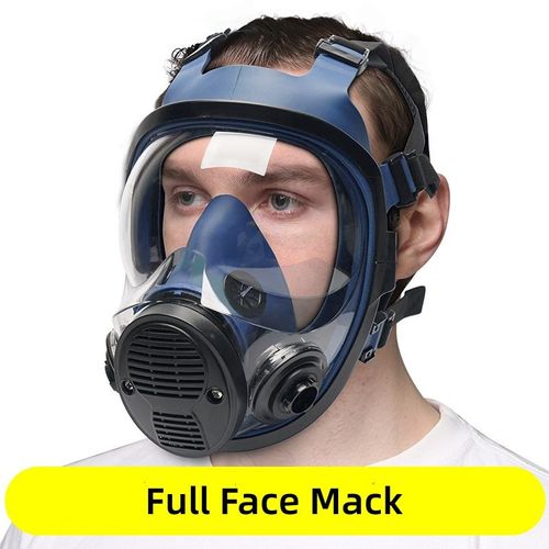 Gas mask providing full face protection for painting, sanding, dust, smoke, pesticides, chemical gases, and toxic fumes.