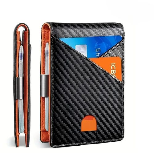 Men's card holder, carbon fiber texture, multi-functional card case, made of ultra-fine fiber, wear-resistant and anti-theft.
