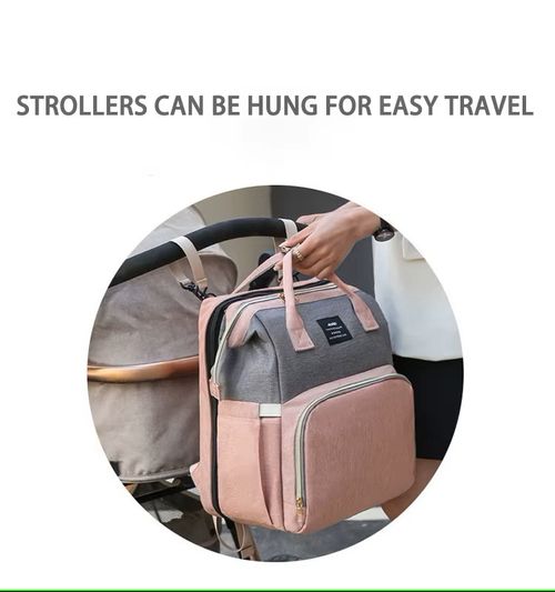 Multifunctional fashionable folding bed for mommy, simple and portable outdoor thermal insulation milk bottle storage bag, large capacity mother and baby bag