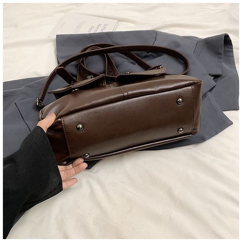 Retro European and American large capacity tote bag 2025 new handbag messenger bag splicing women's bag simple soft leather underarm bag