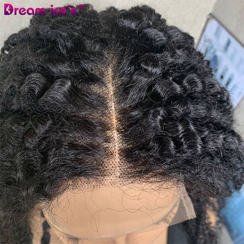 Long Kinky Curly 4X4 Lace Closure Human Hair Wig Premium Curly Blend Hair Front Lace Wig With Baby Hair for Black Women