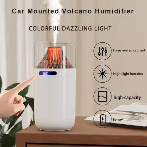 2025 Innovative Mini LED Flame Fragrance Diffuser 360ML Ultrasonic Humidifier Night Light Simulated Volcano Aromatherapy