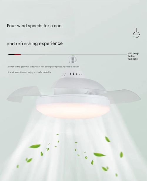 New style hall screw invisible fan light kitchen bedroom led chandelier fan small silent fan light