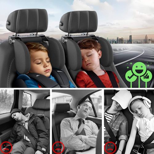 Ergonomic, thickened memory foam car seat head and neck rest pillow