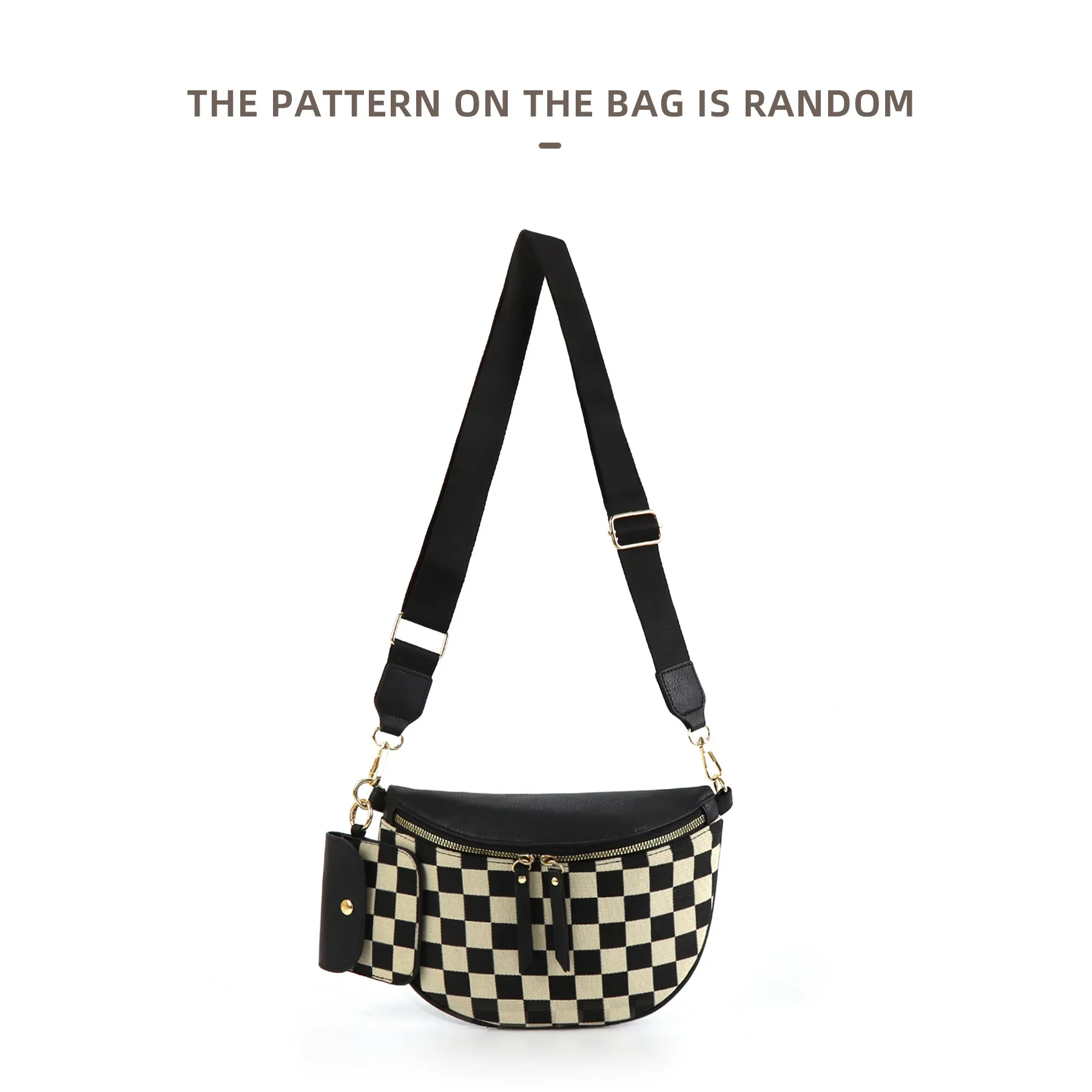 Spot 2025 checkerboard plaid classic chest bag with earphone bag waist bag shoulder messenger bag trendy all-match women