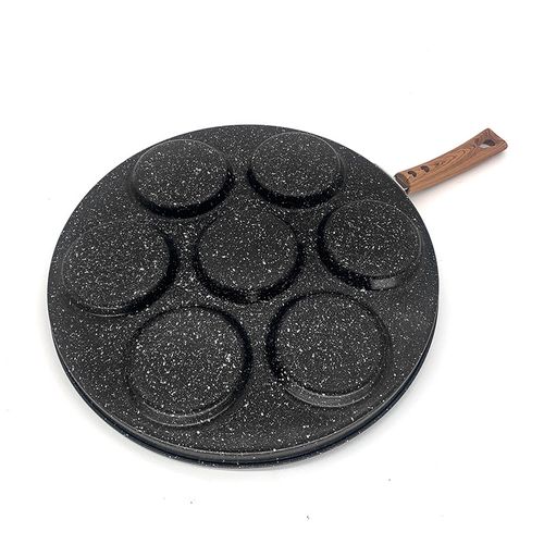 Iron medical stone induction cooker open flame 7 holes small flat bottom non-stick multi-function egg dumpling mold breakfast frying pan
