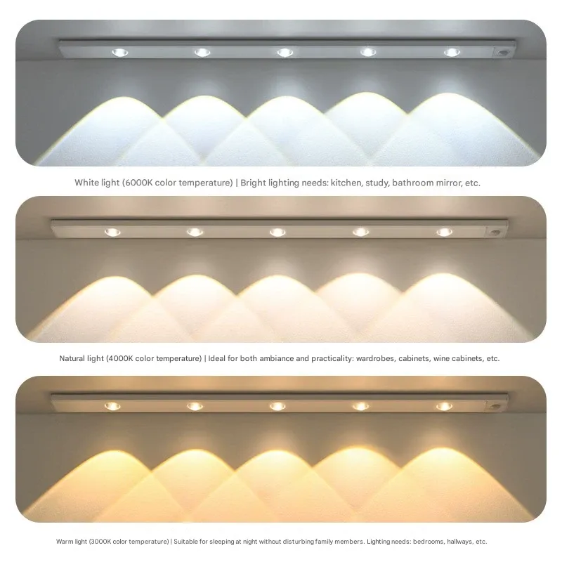 Ultra-thin smart LED human body induction light rechargeable self-adhesive hill cat eye light strip wine cabinet cabinet wardrobe light strip