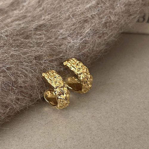 Irregular texture, fashionable, cool and simple metal earrings, high-end geometric gold, luxurious and versatile, fashionable circle shape