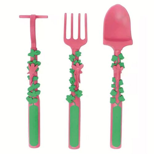 The pusher and ramp are so fun, there's separate compartments so foods don't touch, and they help with fine motor skills!! There are also different versions like construction or fairy gardens!