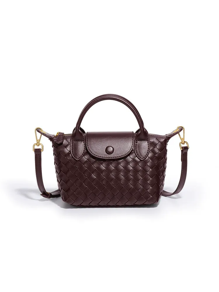 Hand-woven single-shoulder dumpling bag, stylish bucket bag, new and simple women's crossbody bag