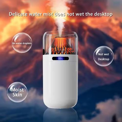 2025 Innovative Mini LED Flame Fragrance Diffuser 360ML Ultrasonic Humidifier Night Light Simulated Volcano Aromatherapy