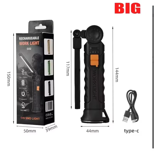 USB Rechargeable COB LED Work Light Large Portable Magnetic Hanging Lamp Cold White Camping Torch Portable Torch for Camping