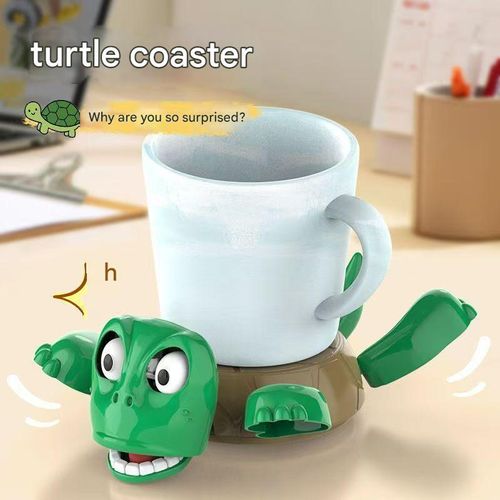 New Green Turtle Cup Holder 3d Funny Animated Turtle Coasters Toy With Funny Expression for Drinks