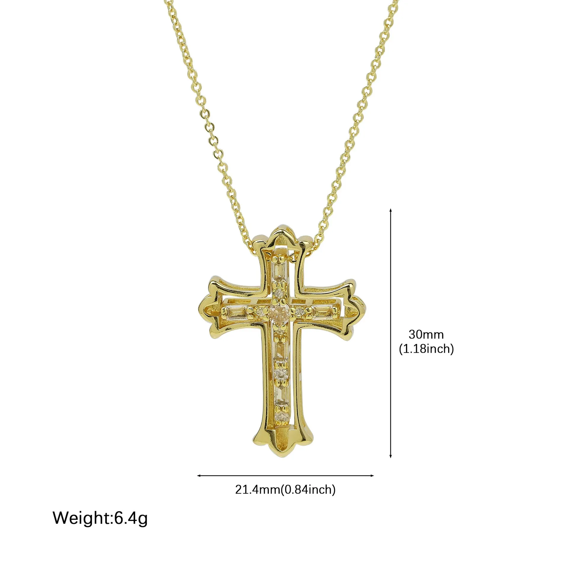 Creative New Micro-painted Zircon Detachable Combination Double Cross Pendant Necklace Set