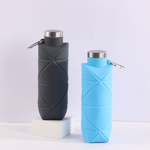 Collapsible Diamond-Shaped Silicone Water Bottle | Food-Grade Leakproof & Unbreakable | Portable Foldable Cup for Hiking, Camping, Travel | BPA-Free Eco-Friendly