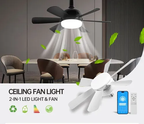 Screw-type lamp holder fan household silent fan chandelier easy to install remote control ceiling fan light electric fan light fan light