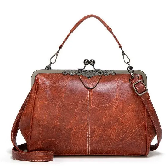 New women's handbag, fashionable crossbody clip bag, European and American style oiled leather women's bag, trendy