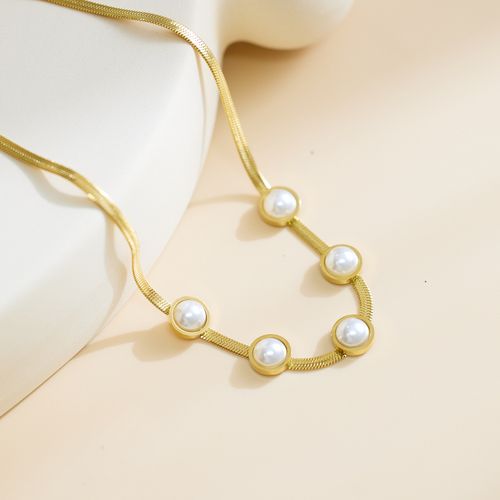 French Vintage Necklace for Women - Elegant Gold Chain with Pearl Pendant | Hypoallergenic Stainless Steel | Minimalist Layering Jewelry Gift for Valentine's Day