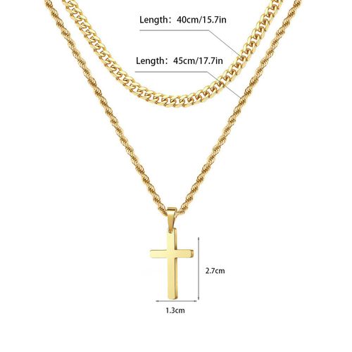 High-end cross pendant necklace with a hip-hop design, unisex, layerable style, neutral aesthetic.