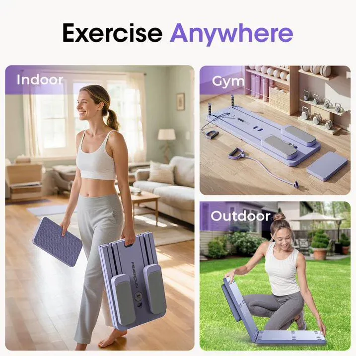 Multifunctional Pilates Board – Core Workout Board with Timer & Resistance Bands for Home Fitness, Ab Toner for Women & Men, Butt & Waist Trainer Exercise Equipment