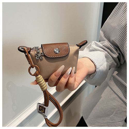 Mini Wallet for Women, Detachable Nylon Wrist Strap Coin Purse, Zipper Closure, Decorative Bag