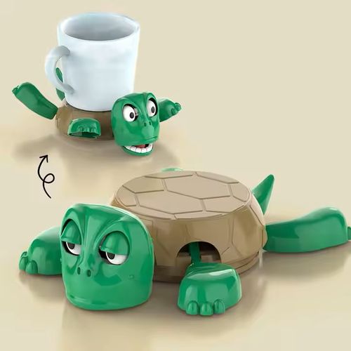 New Green Turtle Cup Holder 3d Funny Animated Turtle Coasters Toy With Funny Expression for Drinks