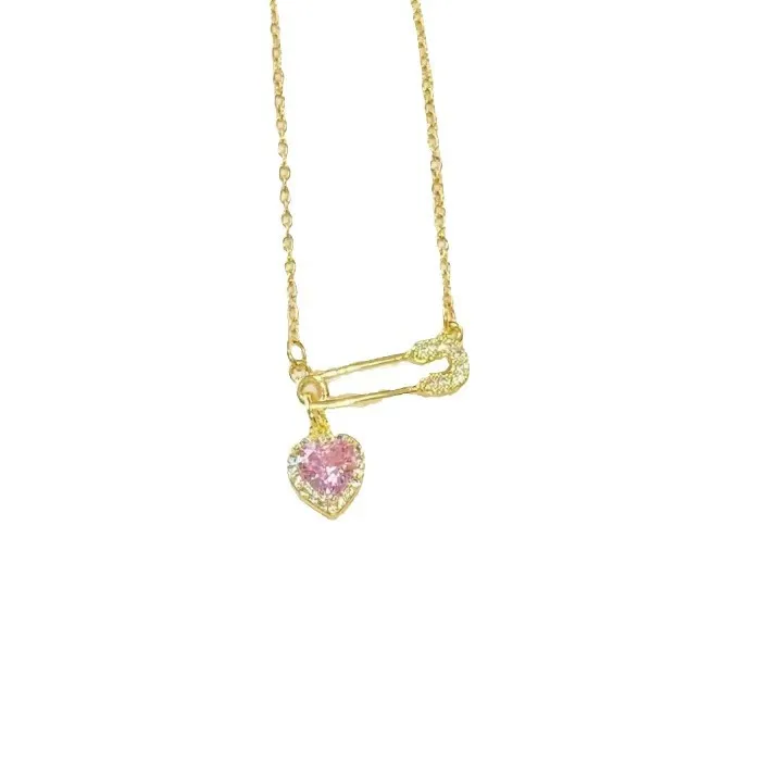 Necklace does not fade, women's brooch heart necklace, versatile, high-end, non-fading, niche necklace.Gift box packaging