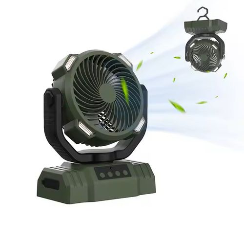 Portable USB Clip Fan with LED Light & Phone Charger - 3 in 1 Camping Desk Fan, 5000mAh Rechargeable Battery, Adjustable Hook for Outdoor, Office, Stall (12H Runtime)