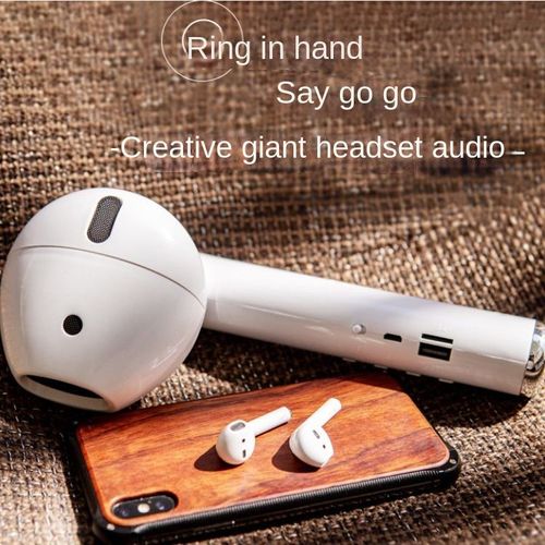 Creatively designed rechargeable giant earphone shape, TWS multi-functional wireless BT speaker, supports TF radio.