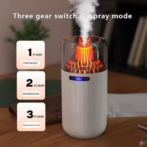 2025 Innovative Mini LED Flame Fragrance Diffuser 360ML Ultrasonic Humidifier Night Light Simulated Volcano Aromatherapy
