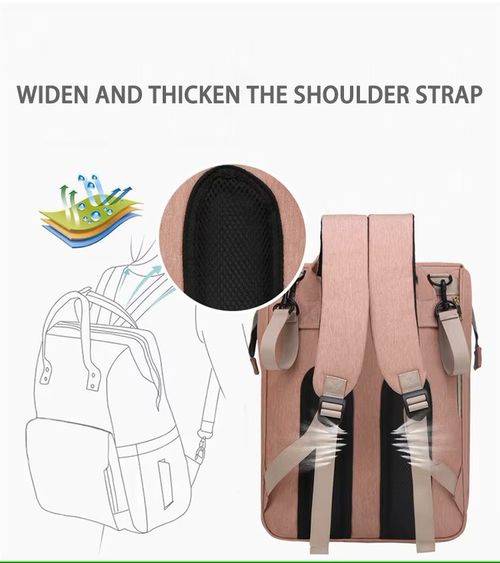 Multifunctional fashionable folding bed for mommy, simple and portable outdoor thermal insulation milk bottle storage bag, large capacity mother and baby bag