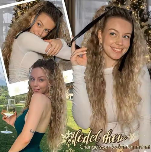 30-inch goddess wig with long curly hair × fluffy corn curl clip high ponytail style｜lazy and sexy｜increase hair volume in one second