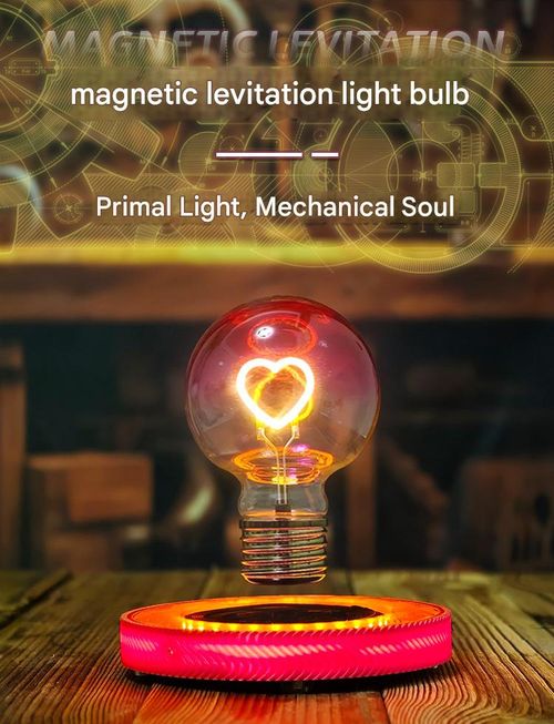 Magnetic Levitation LED Heart Light Bulb Lamp - Wireless Floating ｜Cool Desk Decor for Office Bedroom｜Custom Gifts for Valentine's Day Birthday Corporate