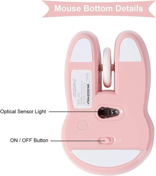 2.4G Wireless Mouse for Laptops, Desktops, Offices, Homes, Rabbit Shaped Silent Mouse for Gaming