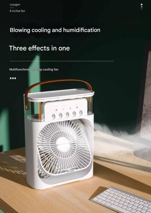 Ultra-Quiet 5-Blade USB Desk Fan with Mist Spray & Humidifier - 3-in-1 Cooling Fan for Office, Study Room, 7-Speed Adjustable, 12H Battery Life, Portable Personal Fan (LED Display)