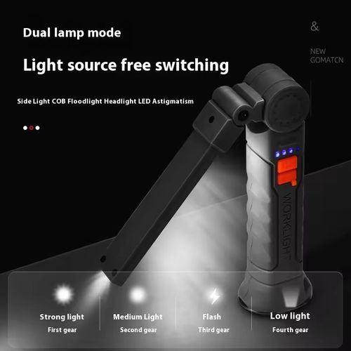 USB Rechargeable COB LED Work Light Large Portable Magnetic Hanging Lamp Cold White Camping Torch Portable Torch for Camping
