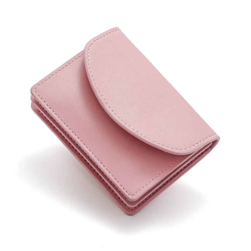 Unisex short wallet card holder, compact and simple design with magnetic closure, suitable for coins and small items.