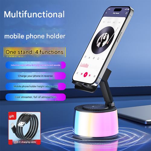 Induction mobile phone holder audio home smart wireless Bluetooth speaker office vertical tablet stand five-in-one