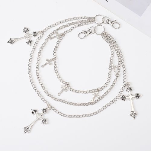 Dark Cross Waist Chain, Gothic Punk Trouser Chain, Niche Design, Multi-layered Accessory