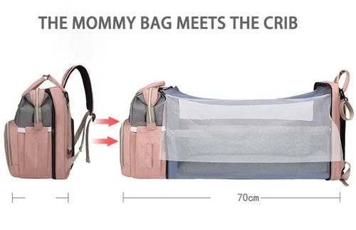 Multifunctional fashionable folding bed for mommy, simple and portable outdoor thermal insulation milk bottle storage bag, large capacity mother and baby bag