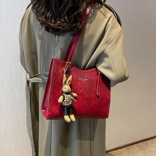 High-quality, large-capacity red shoulder bag tote bag