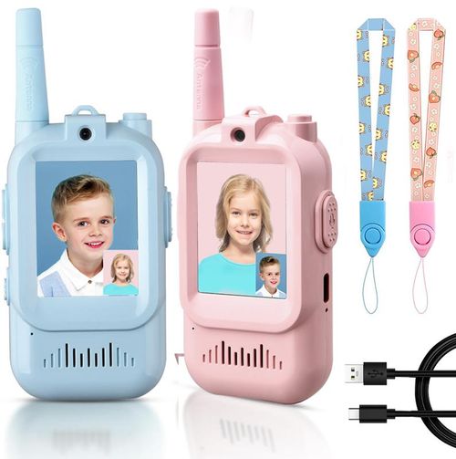 Video call intercom christmas gift Handheld 2 Pack RechargeableVideo Intercom Kids Walkies Talkies, IndoorOutdoor Toys for Family Games, Outside, Camping
